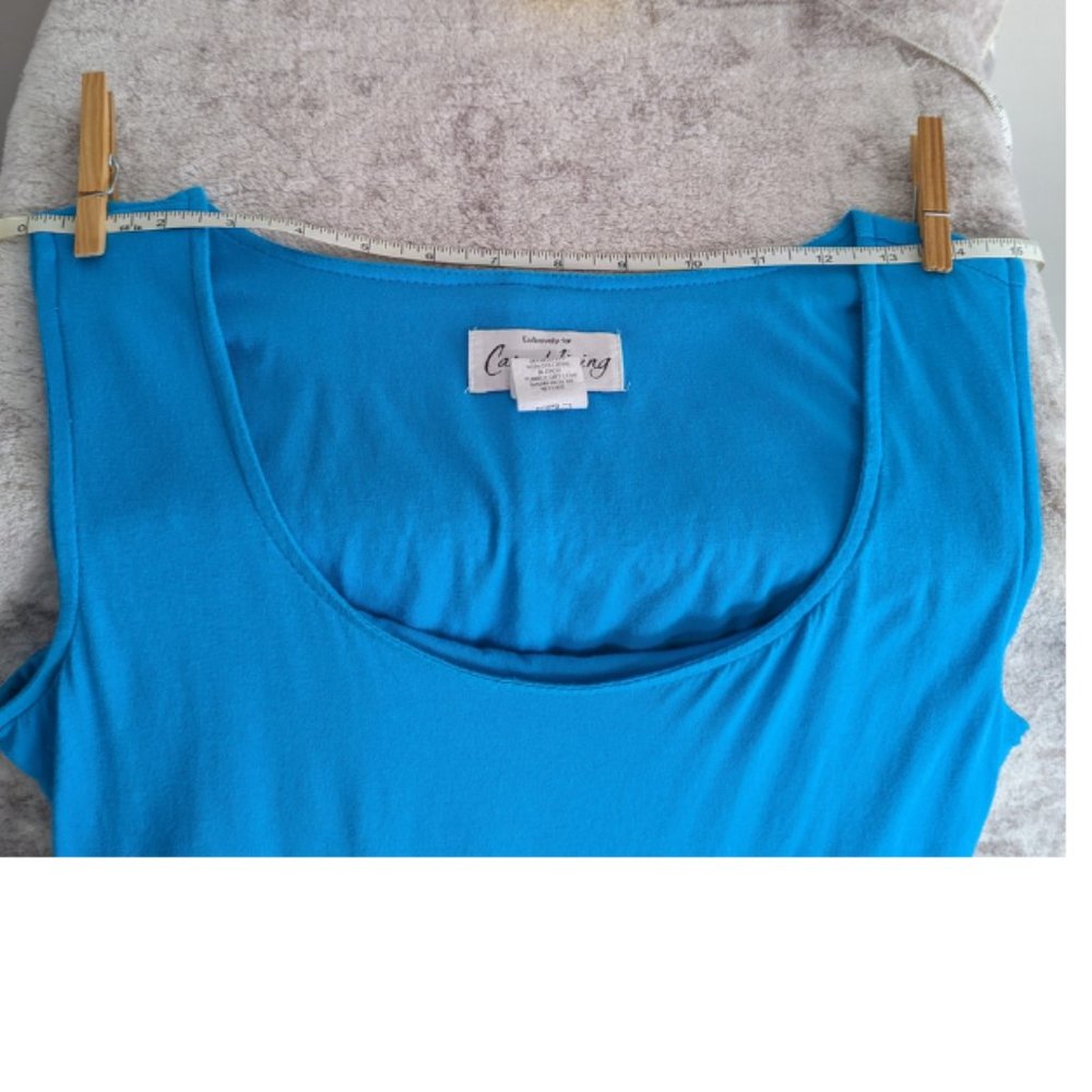 Fit and Flare Blue Azure Sleeveless Midi Dress with Pockets - Picture 7 of 9